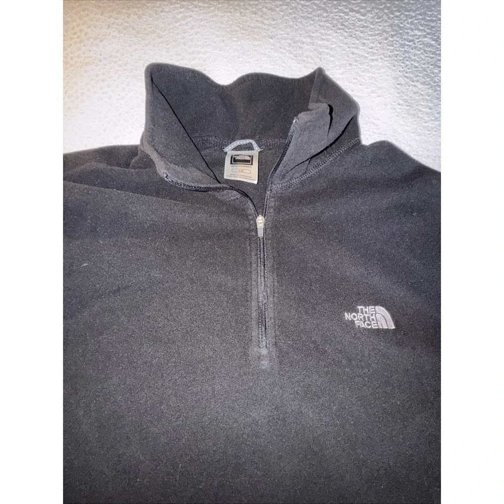 The North Face TKA 100 Fleece Pullover Black 1/4 Zip Mens Large Lightweight Hike